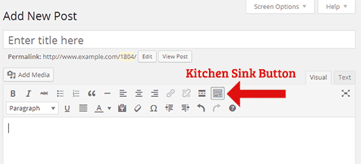 Kitchen Sink button in the post editor